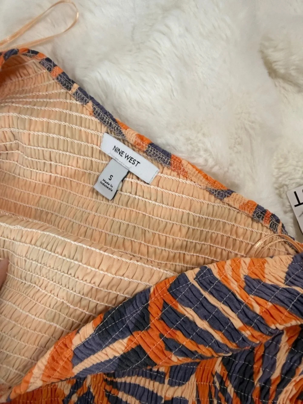 Nine West Orange and Navy Tropical Print Maxi Dress - Picture 4 of 6